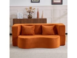 Sofá cama de 2 plazas - Colchón de muelles, plegable, no requiere montaje, para salón y dormitorio - Naranja