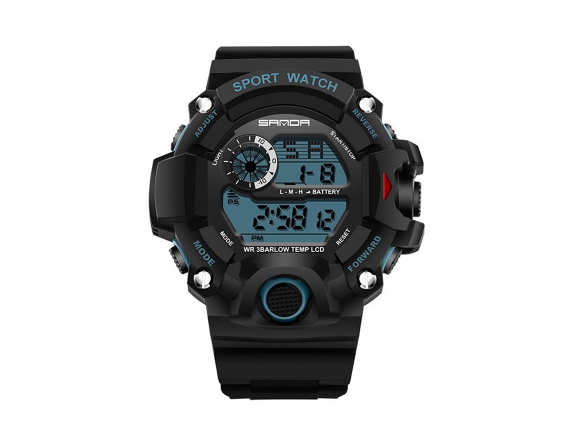 Reloj Electrónico Digital Multifuncional Impermeable Sanda Pulsera (negro Azul)