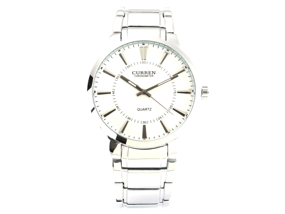 Reloj De Pulsera Para Hombre Grande Dial Acero Quartz Impermeable Moda Casual Blanco