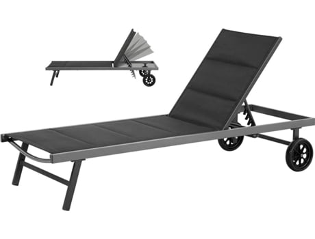 Tumbona HABITAT ET JARDIN Bella (Negro, Gris - Aluminio - 200x65x91 cm)