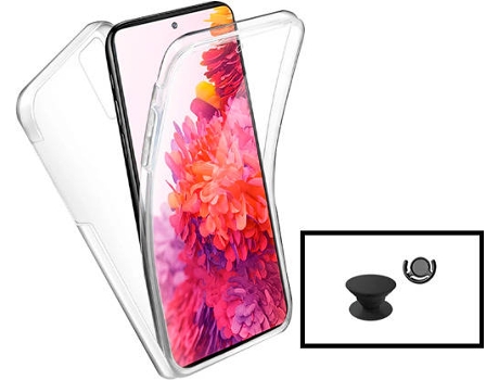 Kit Carcasa 3x1 360° Impact Protection + 1 GripHolder + 1 Soporte Xiaomi Poco X4 NFC PHONECARE Transparente y Negro