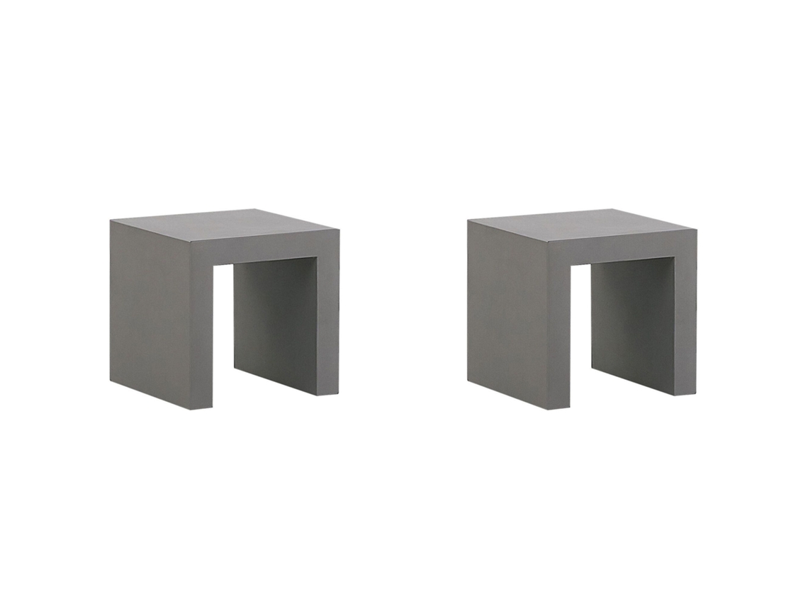 Conjunto De 2 Cadeiras De Jardim Beliani Taranto De Cimento Com Fibra Cinzento 40x40x40