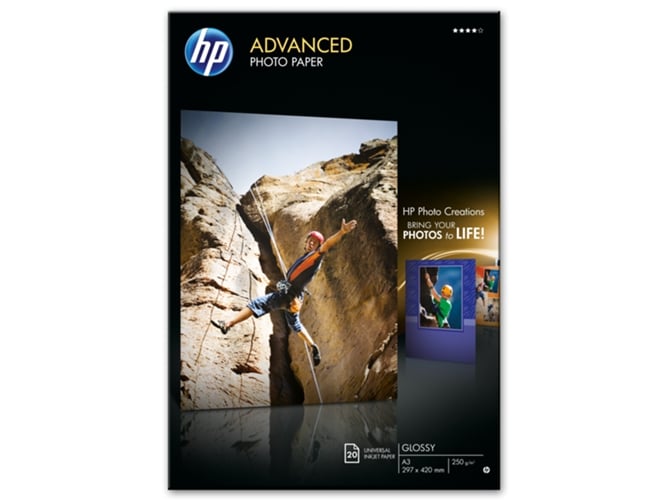 Papel fotográfico con brillo HP Advanced 250 gramos/m²- 20 hojas/A4/297 x 420 mm (Q8697A)