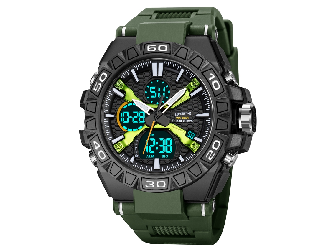 Reloj Deportivo Digital Luminoso (verde Militar), Cronógrafo Multifuncional Resistente Al Agua.