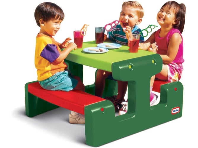 Mesa de picnic para niños color verde y naranja, marca Little Tikes
