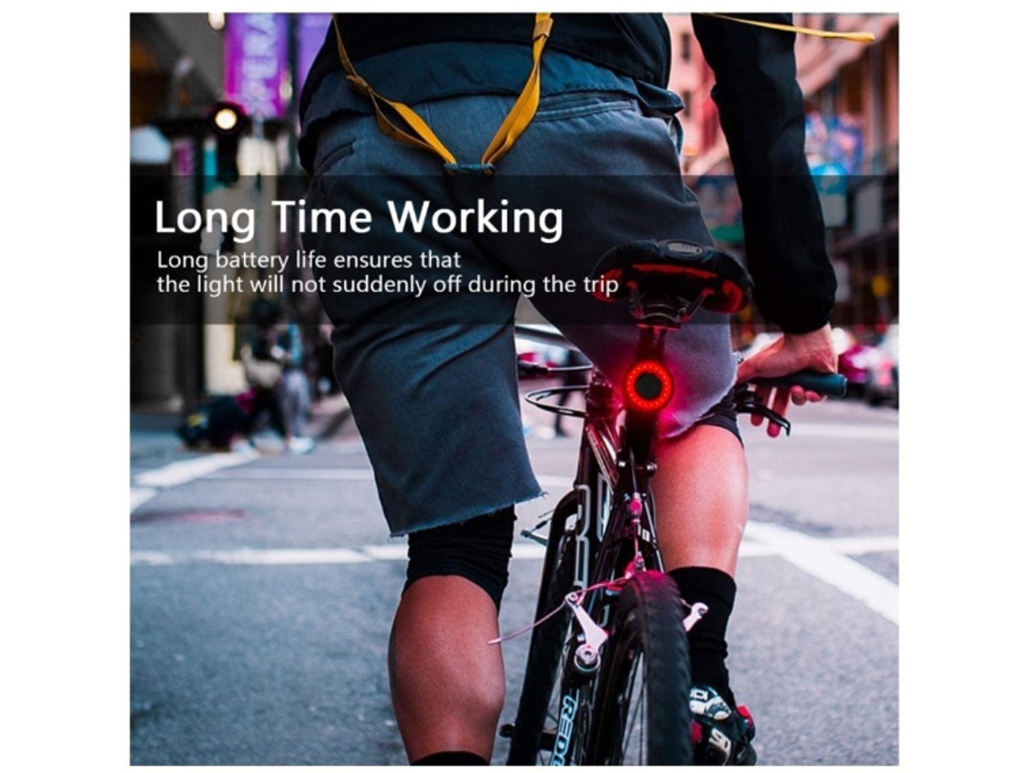 Luz trasera para bicicleta con 6 modos, inteligente, IPX6, color negro, Yizhood