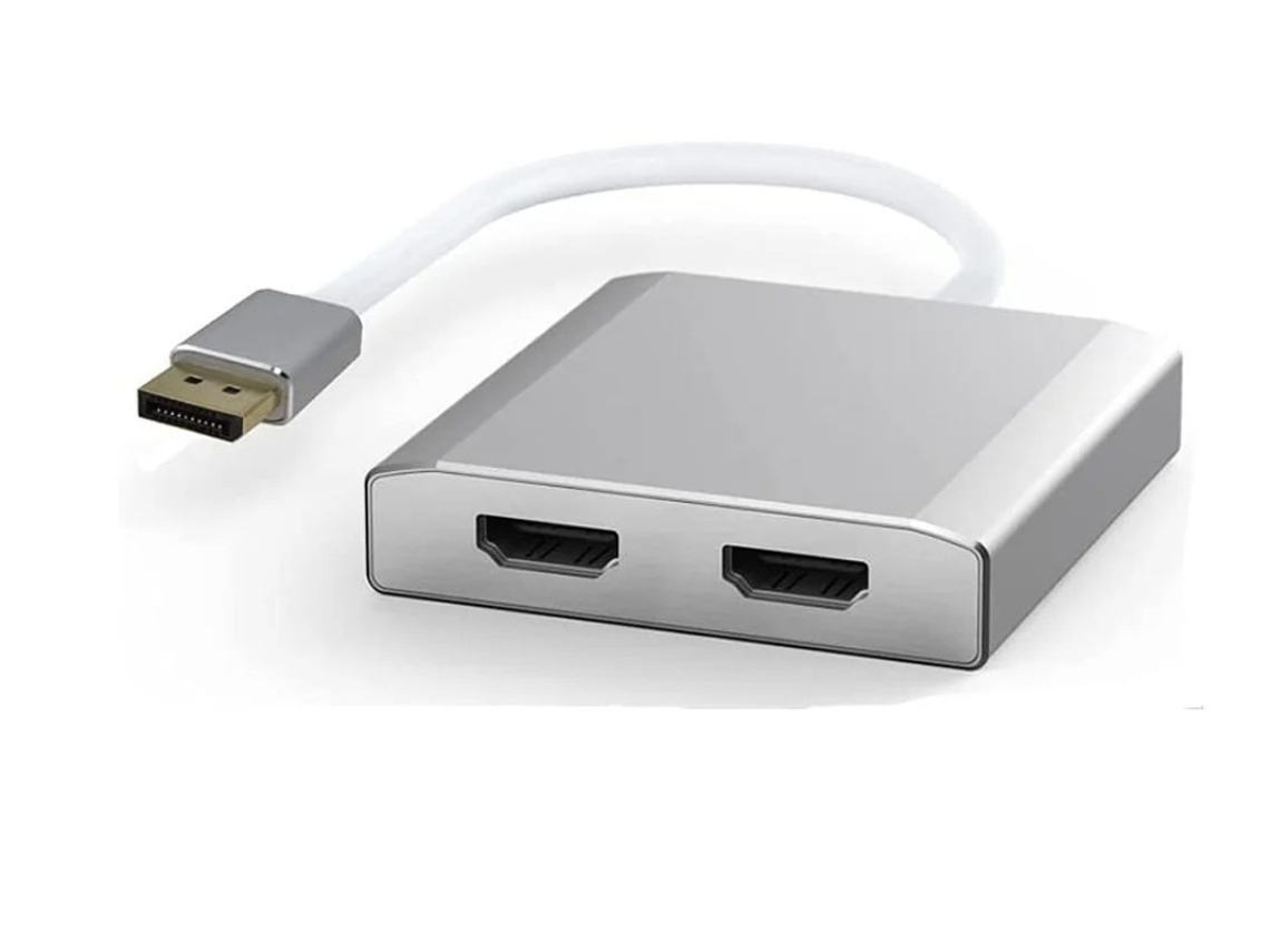 Hub DisplayPort a entrada HDMI dual MST/SST 4K Hub de transporte de transmisión múltiple de 2 HDMI para sistema Windows Mac Negro Yizhood