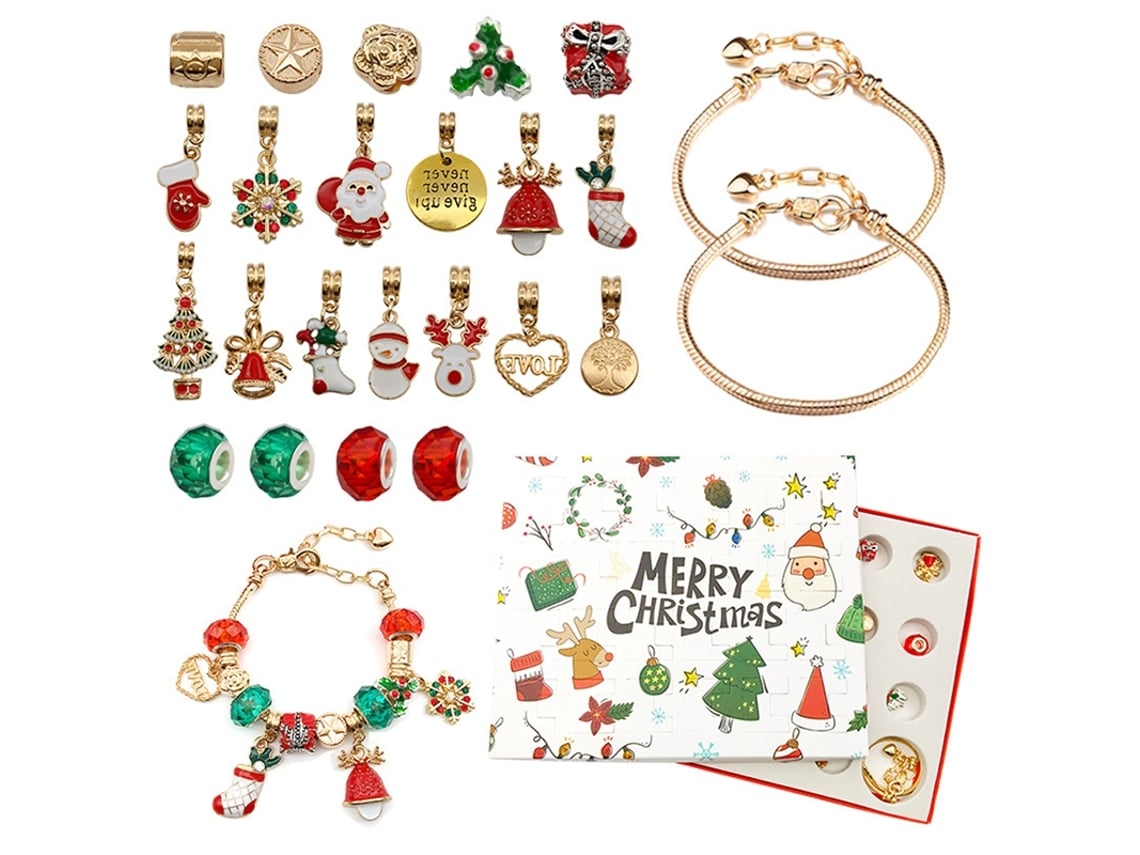 Set De Regalo Consta De 24 Artículos, Que Incluyen Un Colgante Navideño, Un Collar, Un Calendario De Adviento, Una Pulsera Y Una Caja Sorpre