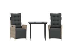 Conjunto de comedor de jardín de 3 piezas con cojines gris claro MAISON EXCLUSIVE (3 piezas)