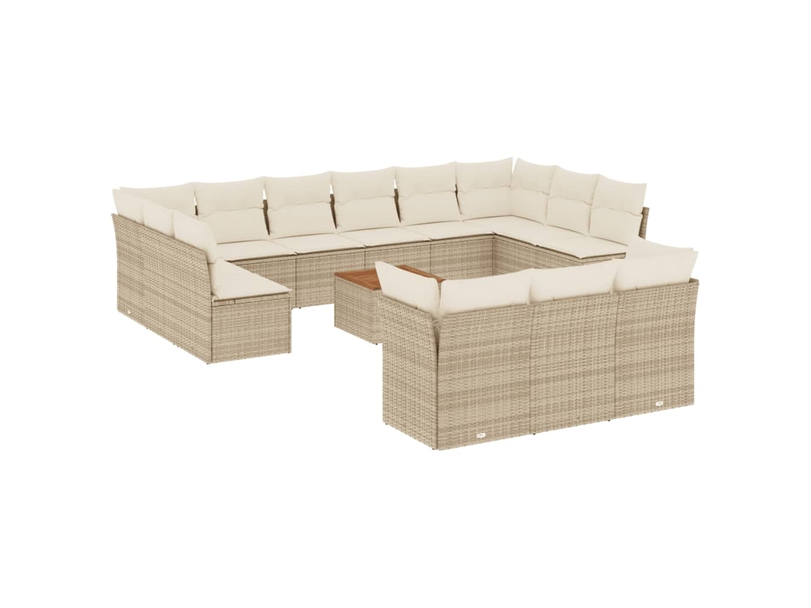 Conjunto 14 sofás de jardín VIDAXL con cojines ratán sintético beige
