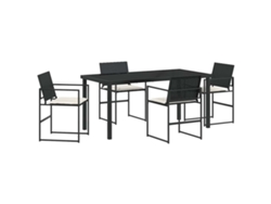 Juego de comedor de jardín de 5 piezas - Muebles de comedor de jardín de acero con recubrimiento de polvo negro HARLANV1