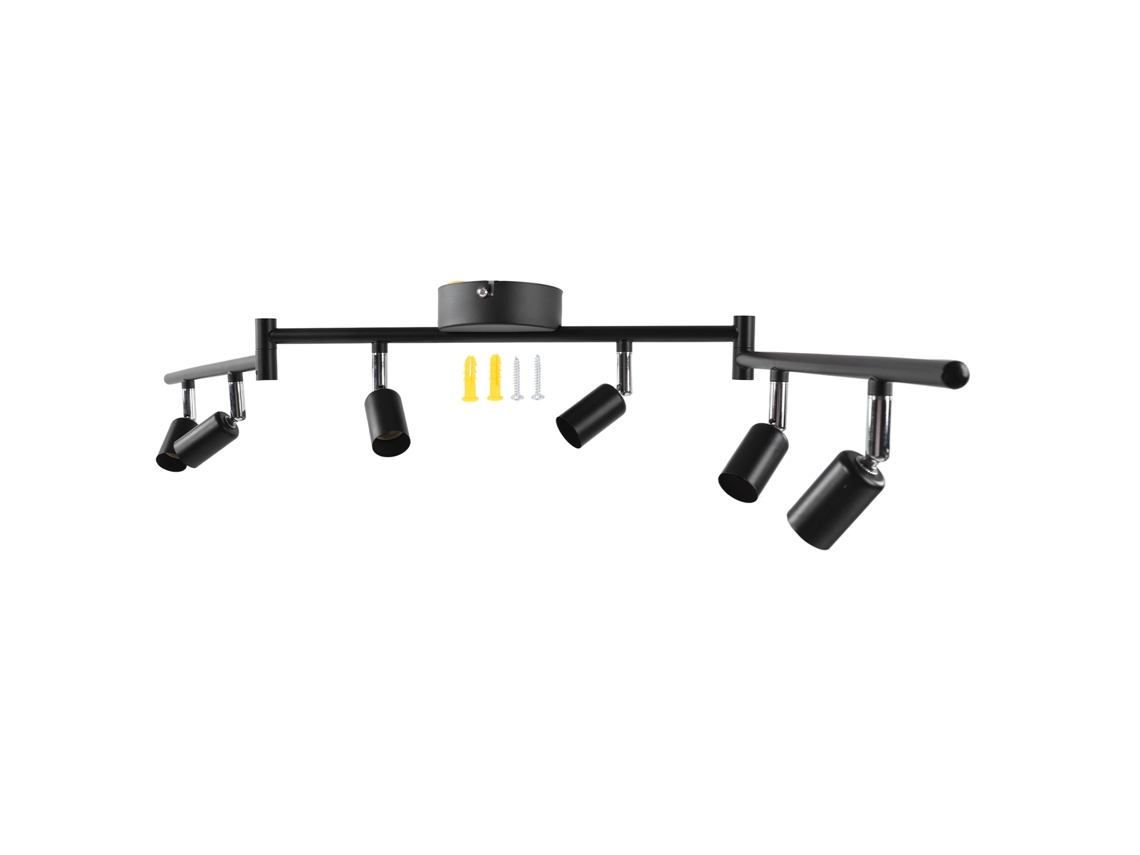 Rebe-kit De Iluminación De Riel Con 6 Focos Rotativos Para Techo, Base Gu10, 85-265v, Negro
