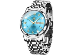 Reloj Masculino Con Fecha Luminosa A Prueba De Agua De Cuarzo Dorado Azul Y Acero Inoxidable Silevr Azulyuysan