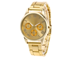 Reloj De Pulsera Unisex Zhoulianfa, Acero Inoxidable, Números Romanos, Cuarzo, Acabado Dorado De Lujo.