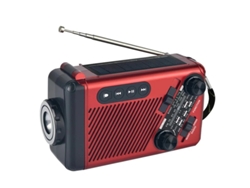 Radio solar Yizhood, radio AM/FM de emergencia con manivela y linterna (roja)