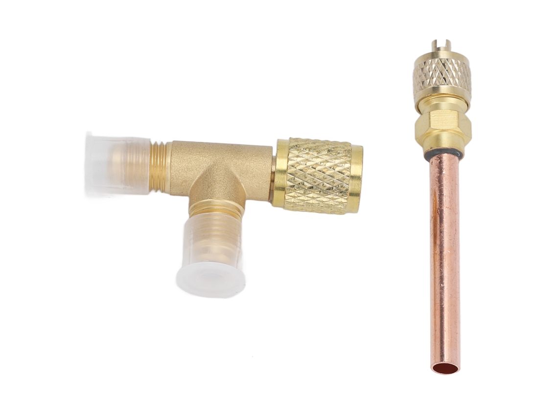Adaptador en T SAE de 1/4 pulg. con válvula integrada y conexión rápida