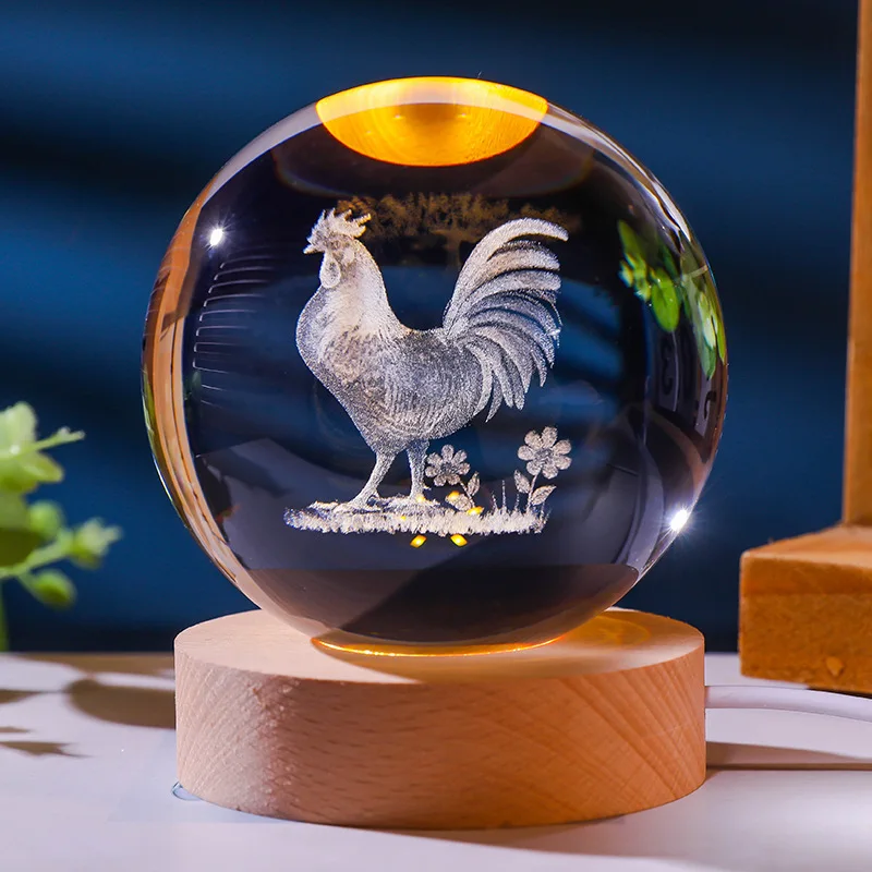 Lámpara De Noche Con Forma De Bola De Cristal (luz Cálida), Lámpara Esculpida En 3d, Decoración Para El Hogar.