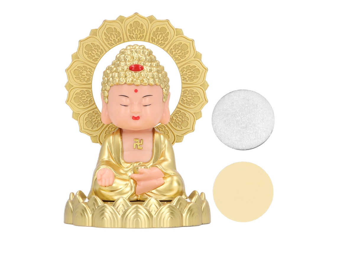 2026-estatua De Buda Maitreya Con Cabeza Moviéndose Solar Adorno De Coche Para Prosperidad Y Fortuna