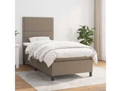Cama Box Spring Con Colchón Tela Gris Taupe 90x200 Cm