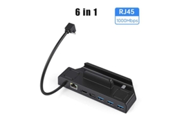 Estación de acoplamiento 6 en 1 Bestvite compatible con USB C a RJ45 Ethernet 4K 60 Hz compatible con HDMI Vapor Dec Black