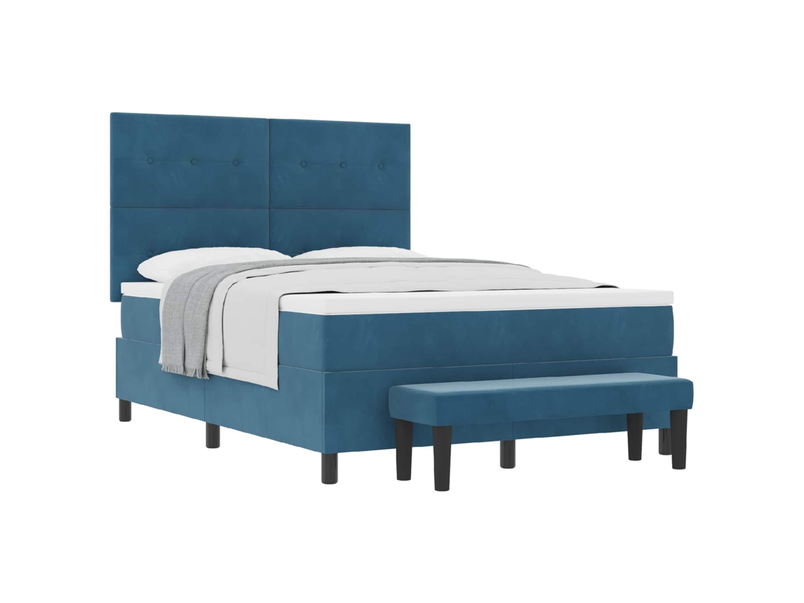 Maison Exclusive - Cama Tipo Box Spring Azul Oscuro 200 X 140 Cm Terciopelo