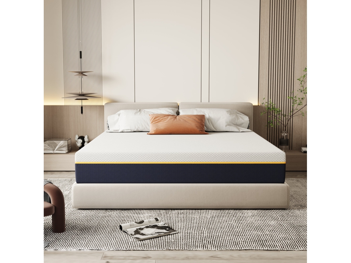 Colchón Double Pour Adultes, 140 X 190 Cm, Épaisseur 21 Cm (mousse À Mémoire De Forme + Fibres De Charbon De Bambou)