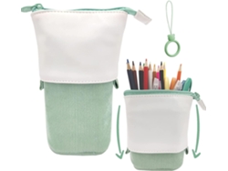 Estuche de lápices desplegable, estuche portátil de pana, neceser verde Chennnls