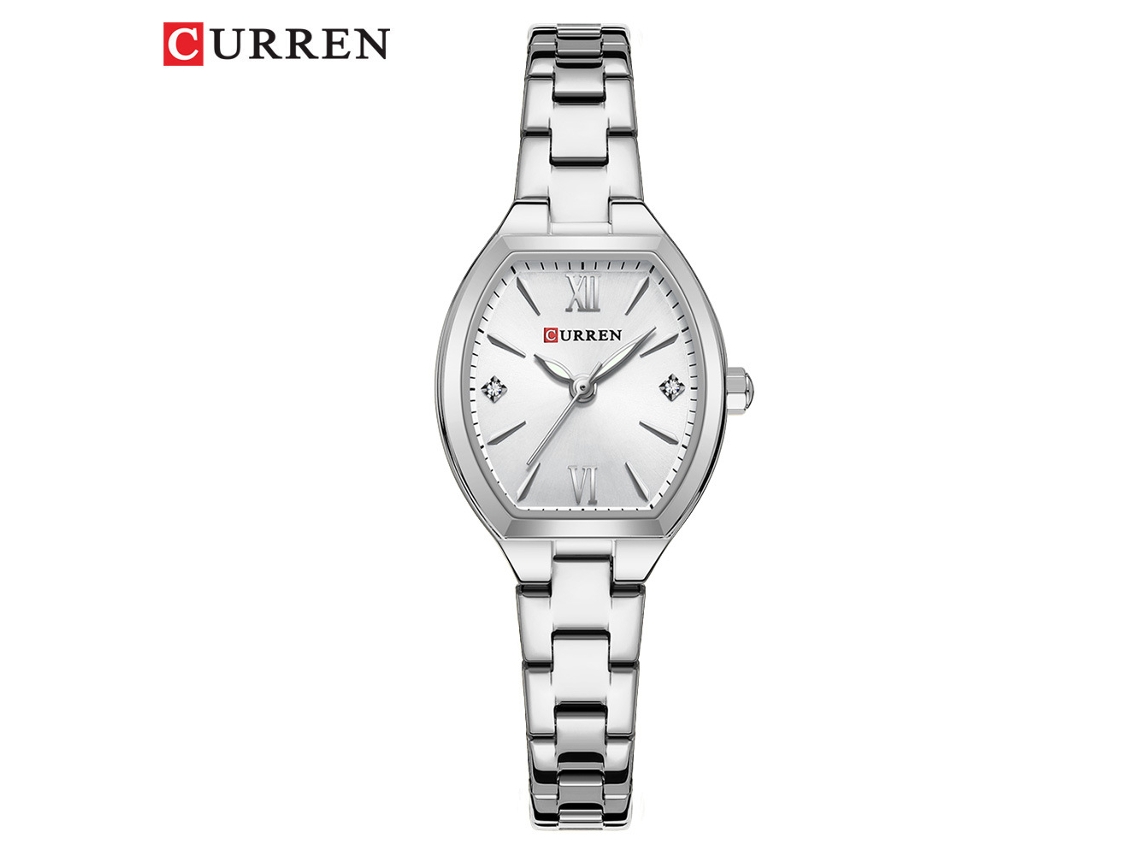 Reloj de pulsera impermeable para mujer con forma de tonel (blanco), informal y sencillo, con números romanos y movimiento de cuarzo.