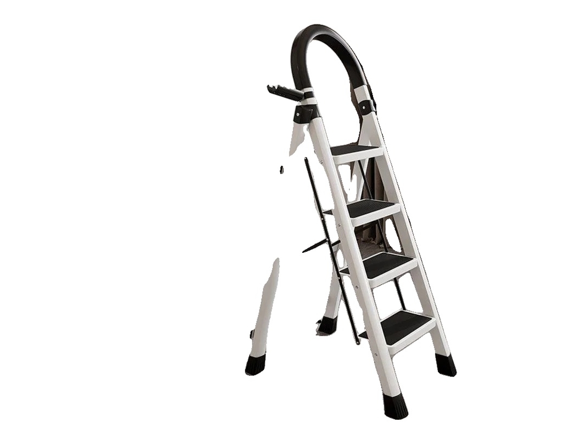 Escalera plegable, construcción robusta, diseño que ahorra espacio, 4 peldaños.