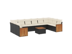 Maison Exclusive - Set De Sofás De Jardín 11 Pzas Y Cojines Ratán Sintético Negro