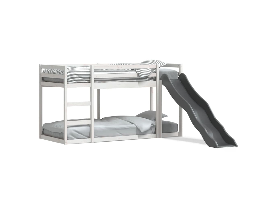 Litera con tobogán y escalera 90x190 cm Pino macizo blanco Dkd Home Decor