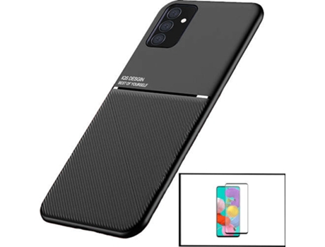 Kit Funda Magnetic Lux y Protector Cristal Templado 5D Full Cover Curved Samsung Galaxy M52 5G PHONECARE Negro