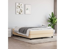 Cama Box Spring Con Colchón Tela Color Crema 140x200 Cm