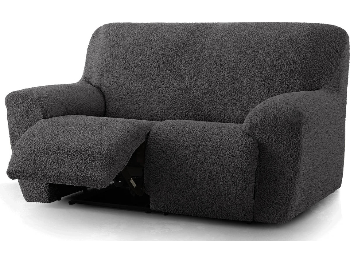 Funda Multielástica para Sofá Relax de 2 Plazas con 2 Asientos MILICA Spongy Gris Oscuro