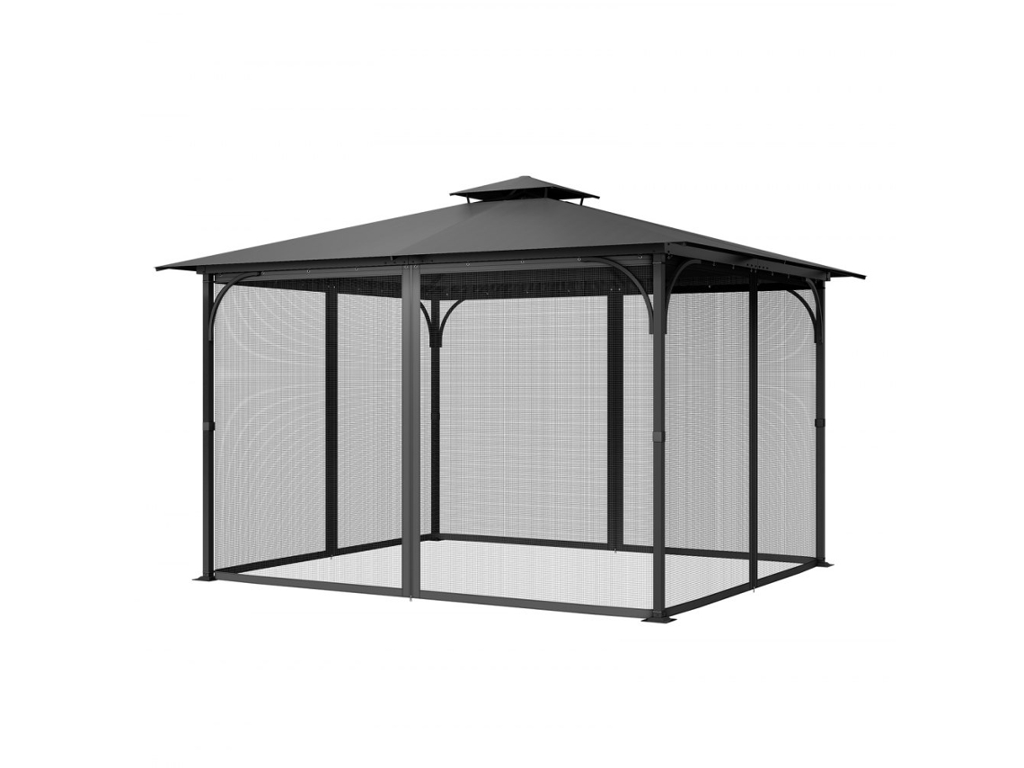 Mosquitera para pabellón 275x375x205 cm color negro con cremalleras y ganchos en poliéster Tekmaquinas