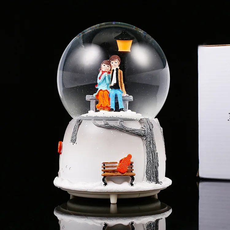 (estilo B) Caja De Música Romántica Sky City Con Led De Bola De Nieve Automática, Un Regalo De Aniversario Perfecto Para Parejas.