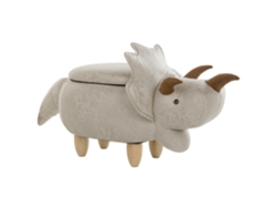 Divertido puf en forma de animal BELIANI Triceratops de Poliéster Gris 92x42x56
