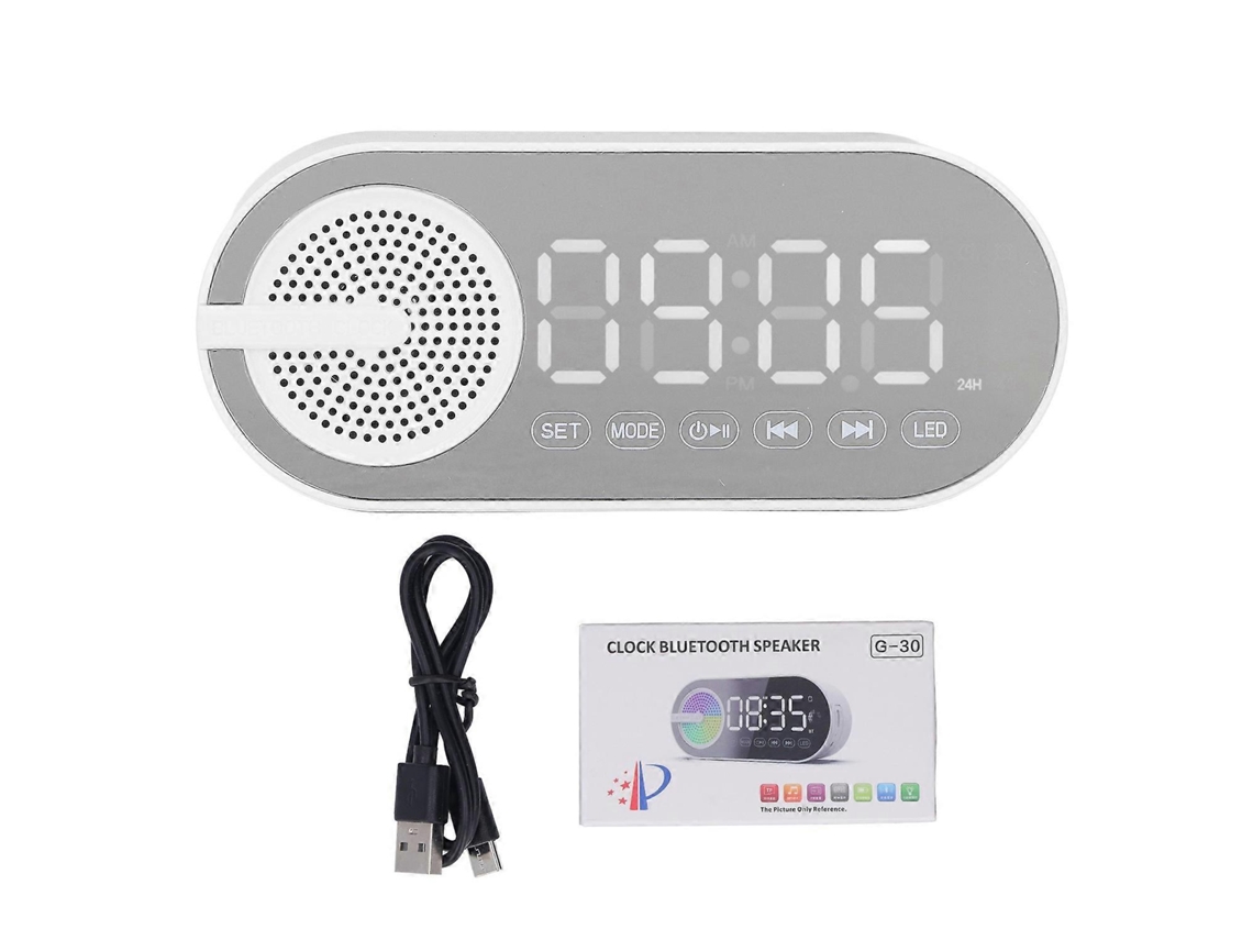 Reloj de espejo con altavoz Bluetooth 5.0, radio FM de graves potentes, despertador digital recargable con colores Chennnls