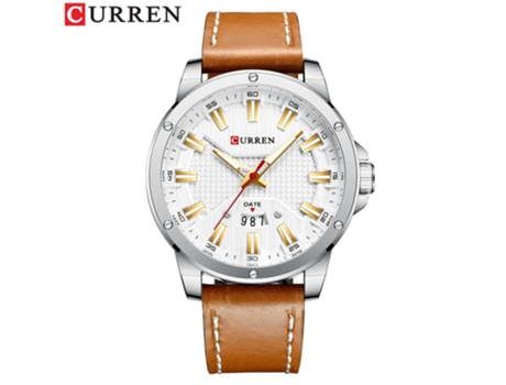 Relojes para Hombre Reloj de Pulsera con Correa de Cuero de Moda Reloj con Calendario Comercial para Hombres-Concha Blanca Blanca LUUCOZK