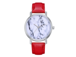 Reloj De Cuarzo Para Parejas Con Correa De Cuero Pu, Caja Plata, Dial Personalizado (rojo)