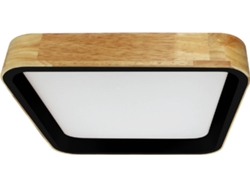 Plafón Led 15w Cuadrado Madera Y Aluminio 370x370 Mm Cct Seleccionable Dari Preto