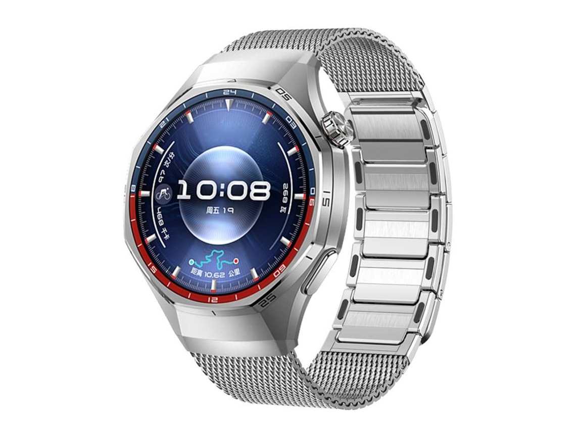 Bracelete Para Huawei Watch Gt 6 Pro - Aço Inoxidável Magnético - Formato De I - Botão De Pressão Prate Titânio