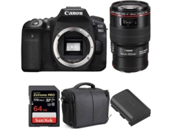 Kit Cámara CANON EOS 90D + EF 100mm f/2.8L Macro IS USM + SanDisk 64 GB + Batería + Bolsa (APS-C)