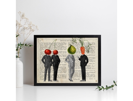 Poster De Verduras Humanas. Lámina Reunión De Amigos. Cuadros De Humanos Con Cabezas De Verdura.