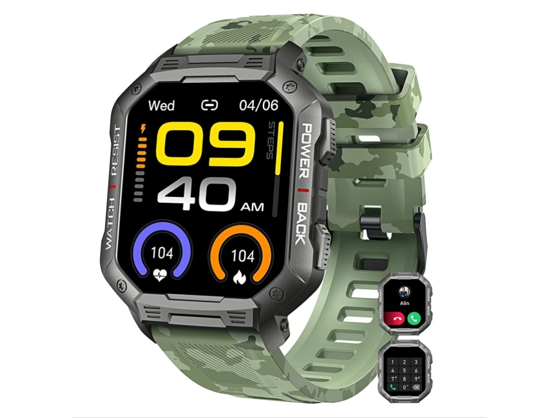 Smartwatch ENKERS Bluetooth Responder/Hacer llamadas Militar táctico  impermeable para teléfonos Android Iphone - Verde
