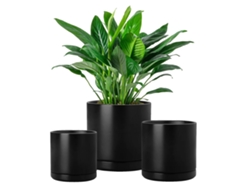 Jarrón de cerámica, ideal para suculentas, jarrón decorativo de mesa, negro.