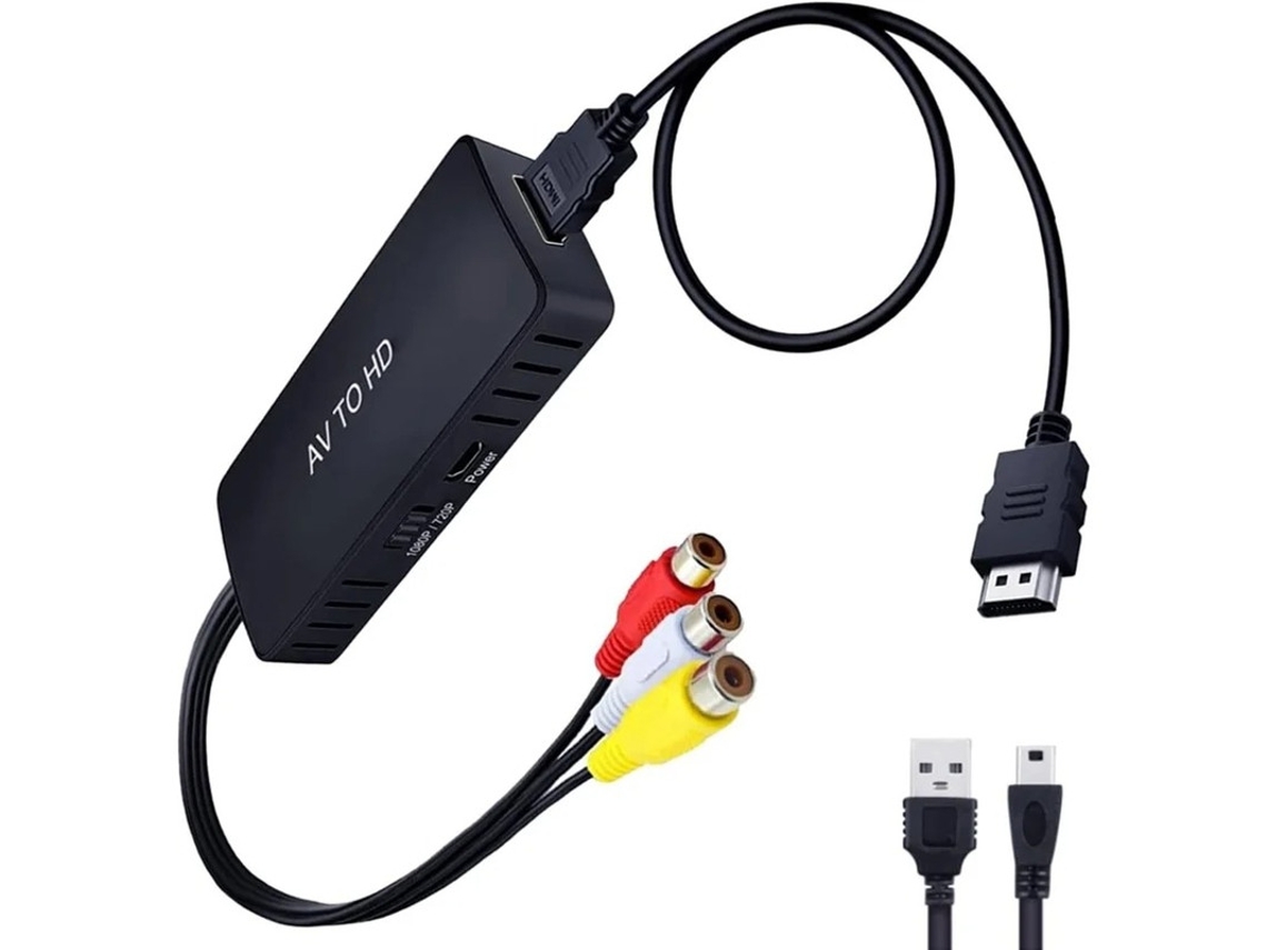 Adaptador convertidor AV CVBS a HDMI 1080p compatible con PAL/NTSC. Compatible con PC, TV, Wii, Xbox, STB, VHS, VCR. Conversión de audio y vídeo Yizhood.