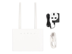 Router CPE 4G LTE con ranura para tarjeta SIM, 300 Mbps, 32 usuarios, 2 antenas (5 dBi), punto de acceso WiFi, enchufe británico, 100-240 V.
