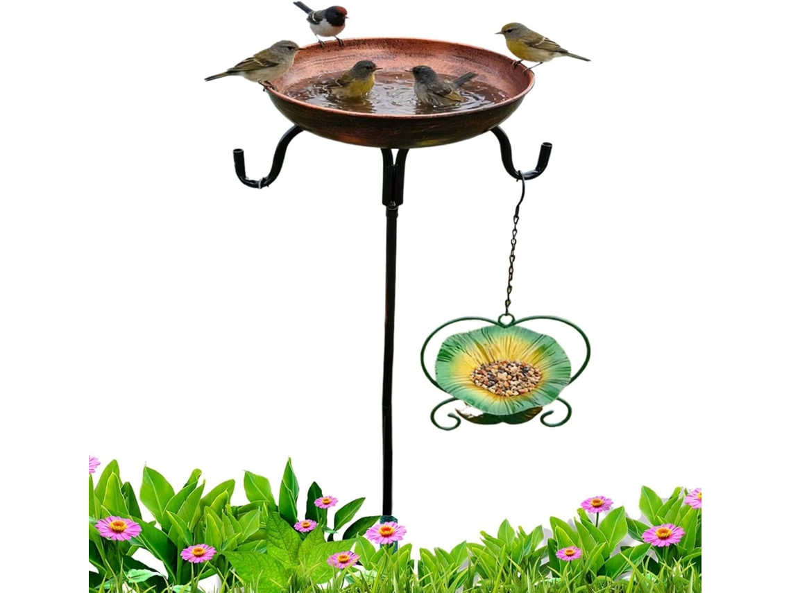 Baño Para Pájaros De Exterior - Decoración De Jardín Con Estaca A La Intemperie - Baño Para Pájaros De Exterior Con