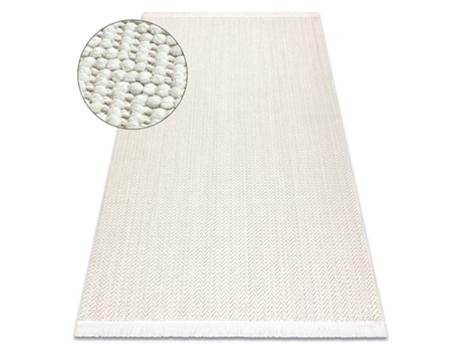 Alfombra DYWANY LUSZCZOW NANO FJ86B Espina de pescado bucle tejido plano blanco